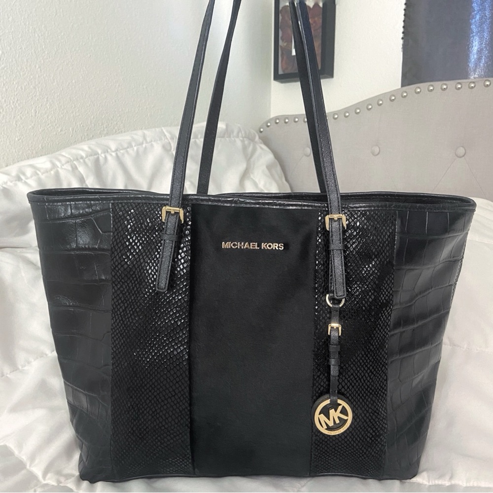 Michael Kors Jet Set Travel Hair Calf and Leather Tote